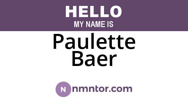 Paulette Baer