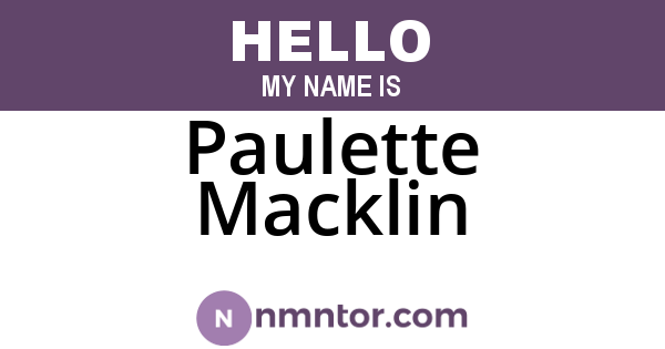 Paulette Macklin
