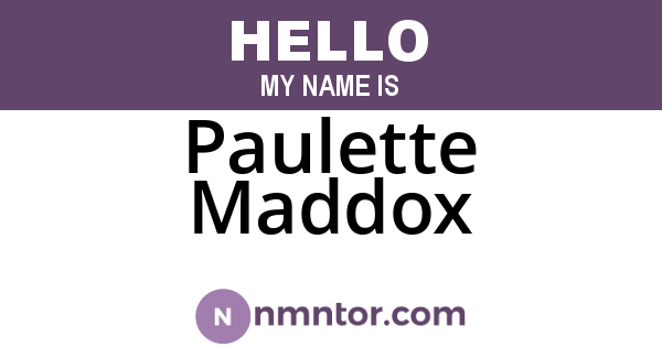 Paulette Maddox