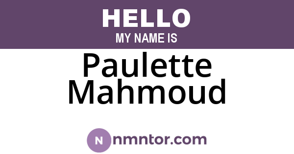 Paulette Mahmoud