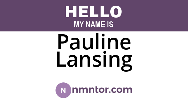 Pauline Lansing