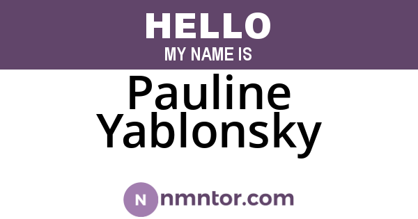 Pauline Yablonsky