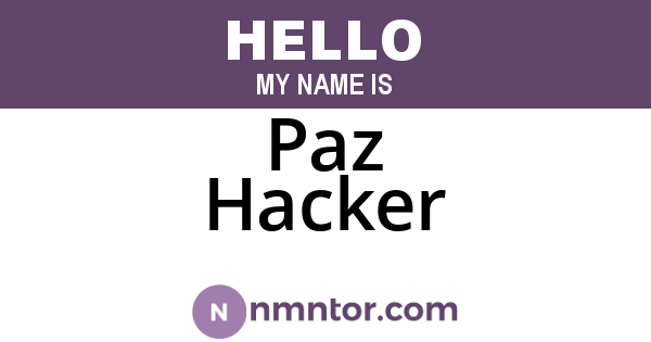 Paz Hacker