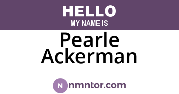 Pearle Ackerman