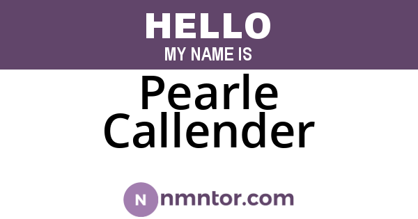 Pearle Callender