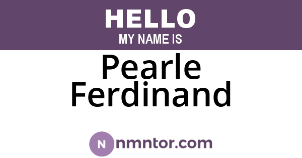 Pearle Ferdinand