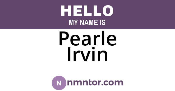 Pearle Irvin