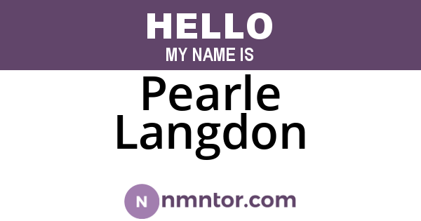 Pearle Langdon
