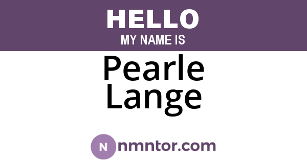 Pearle Lange