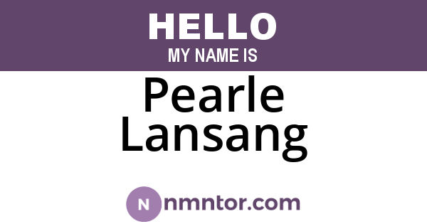 Pearle Lansang