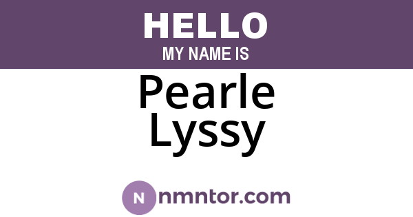 Pearle Lyssy