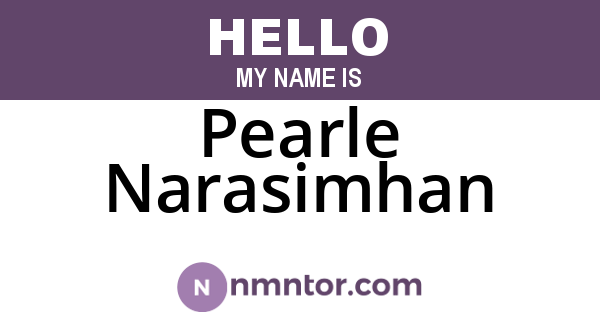 Pearle Narasimhan