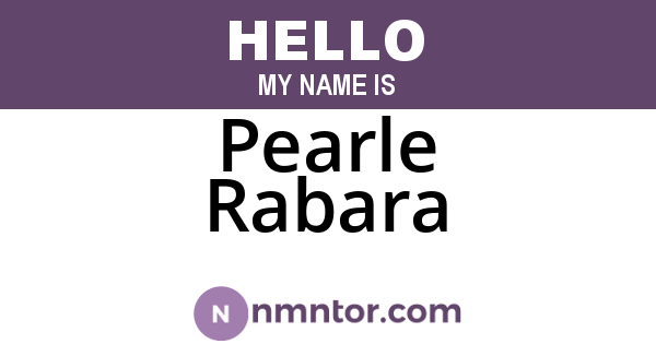 Pearle Rabara