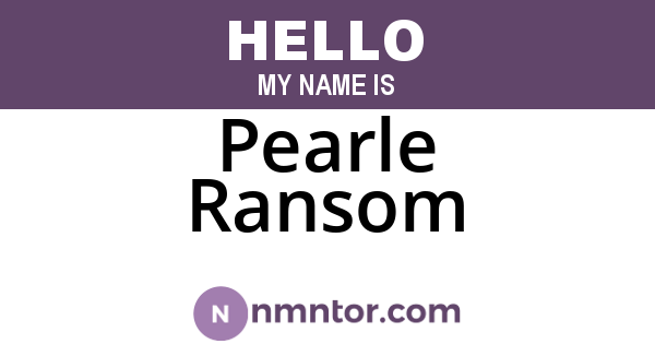 Pearle Ransom