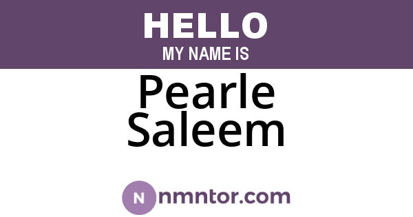Pearle Saleem