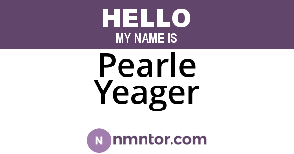 Pearle Yeager
