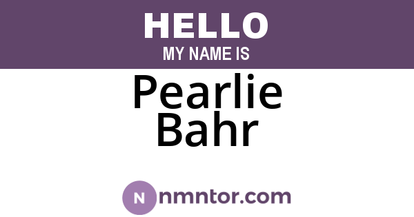 Pearlie Bahr