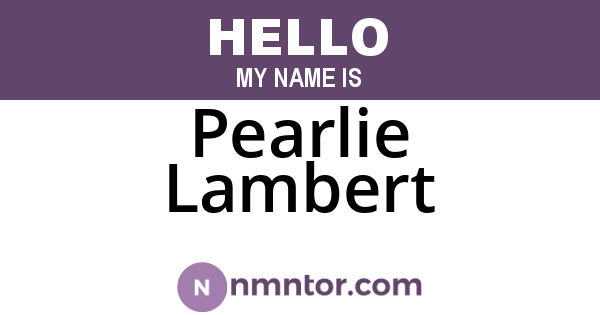 Pearlie Lambert