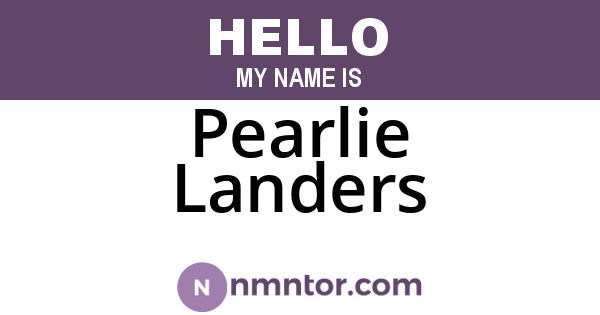 Pearlie Landers