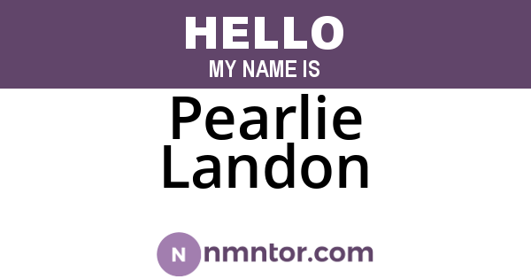 Pearlie Landon