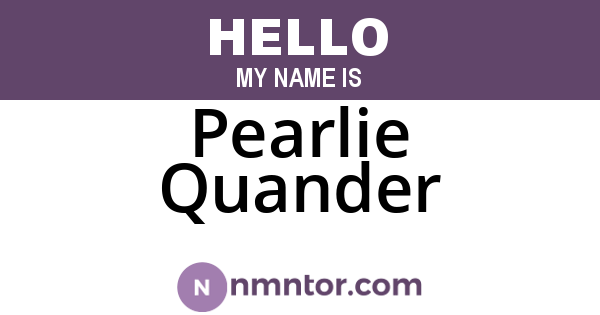 Pearlie Quander