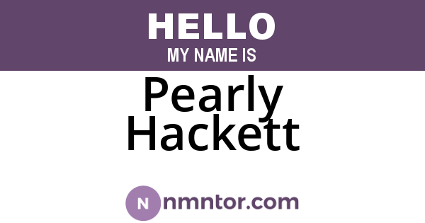 Pearly Hackett