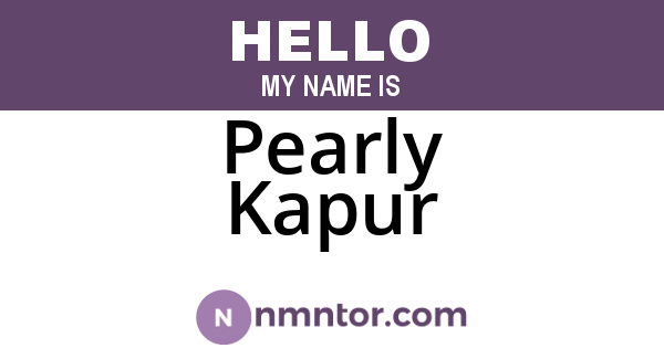 Pearly Kapur