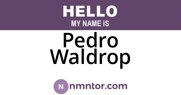 Pedro Waldrop