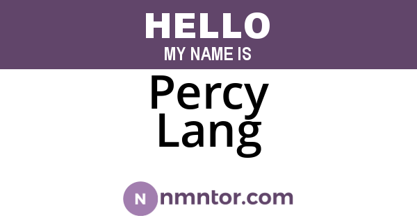 Percy Lang