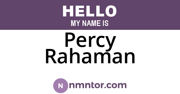 Percy Rahaman
