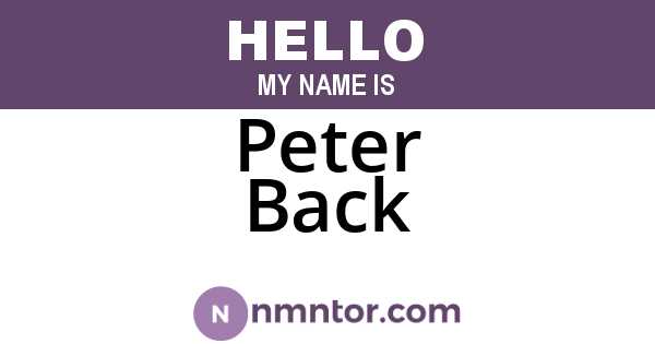 Peter Back