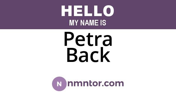 Petra Back