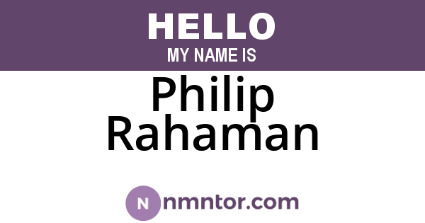 Philip Rahaman