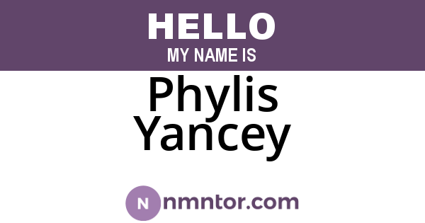 Phylis Yancey