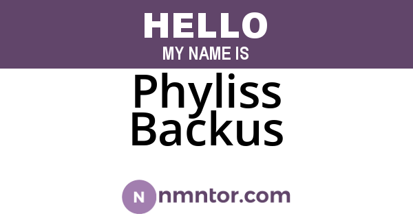 Phyliss Backus