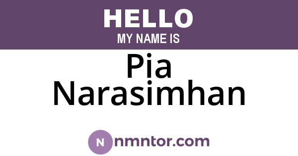 Pia Narasimhan