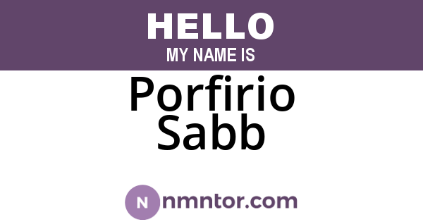 Porfirio Sabb