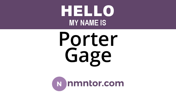 Porter Gage