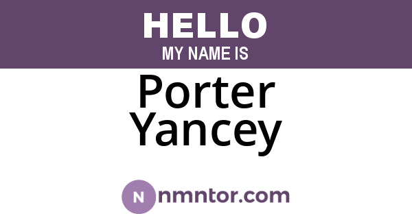 Porter Yancey