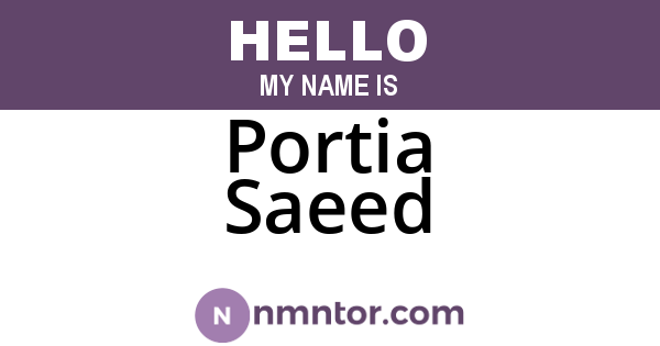 Portia Saeed