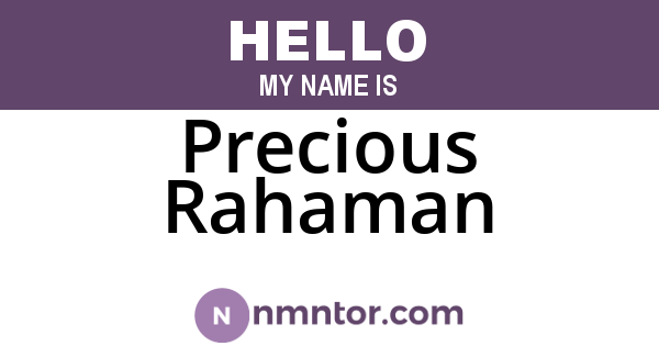 Precious Rahaman