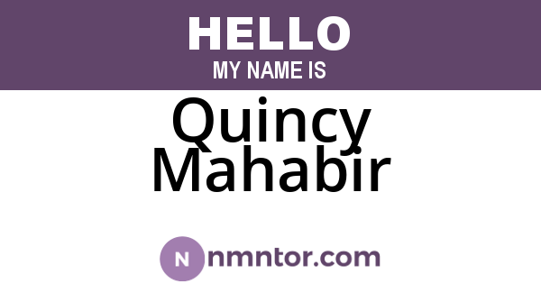 Quincy Mahabir