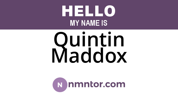 Quintin Maddox