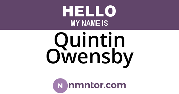 Quintin Owensby