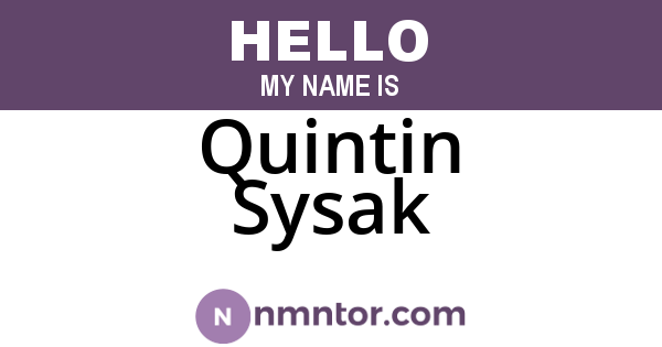 Quintin Sysak