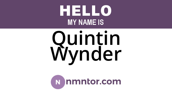 Quintin Wynder