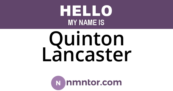 Quinton Lancaster