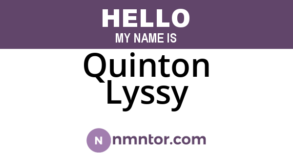 Quinton Lyssy