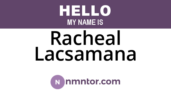 Racheal Lacsamana
