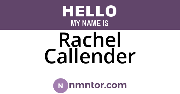 Rachel Callender